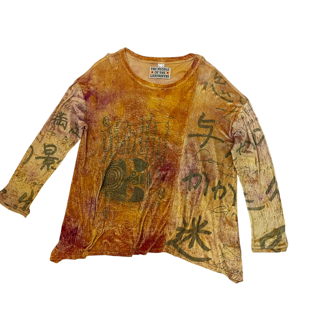The People of the Labyrinths Y2K Mini Dress - Tunic - Gold Velvet - One Size